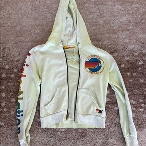Aviator Nation Cream Hoodie with Textured Interior
